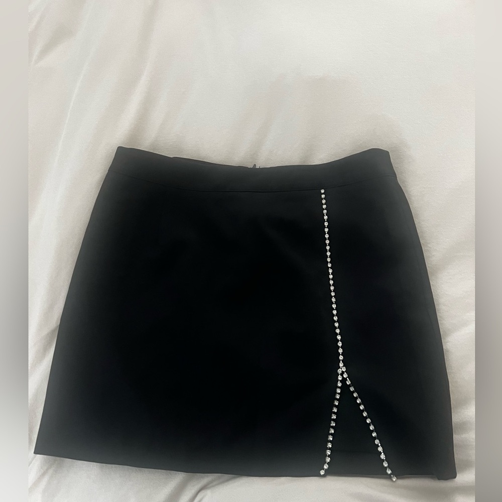 Elegant Black Mini Skirt with Rhinestone Detail